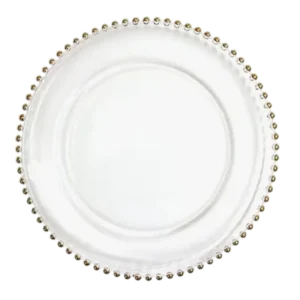 Gold Beaded Glass Charger Plates