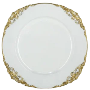 White & Gold Baroque Charger Plates